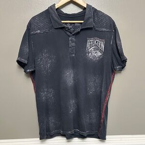 Mens Affliction distressed polo shirt Sz L